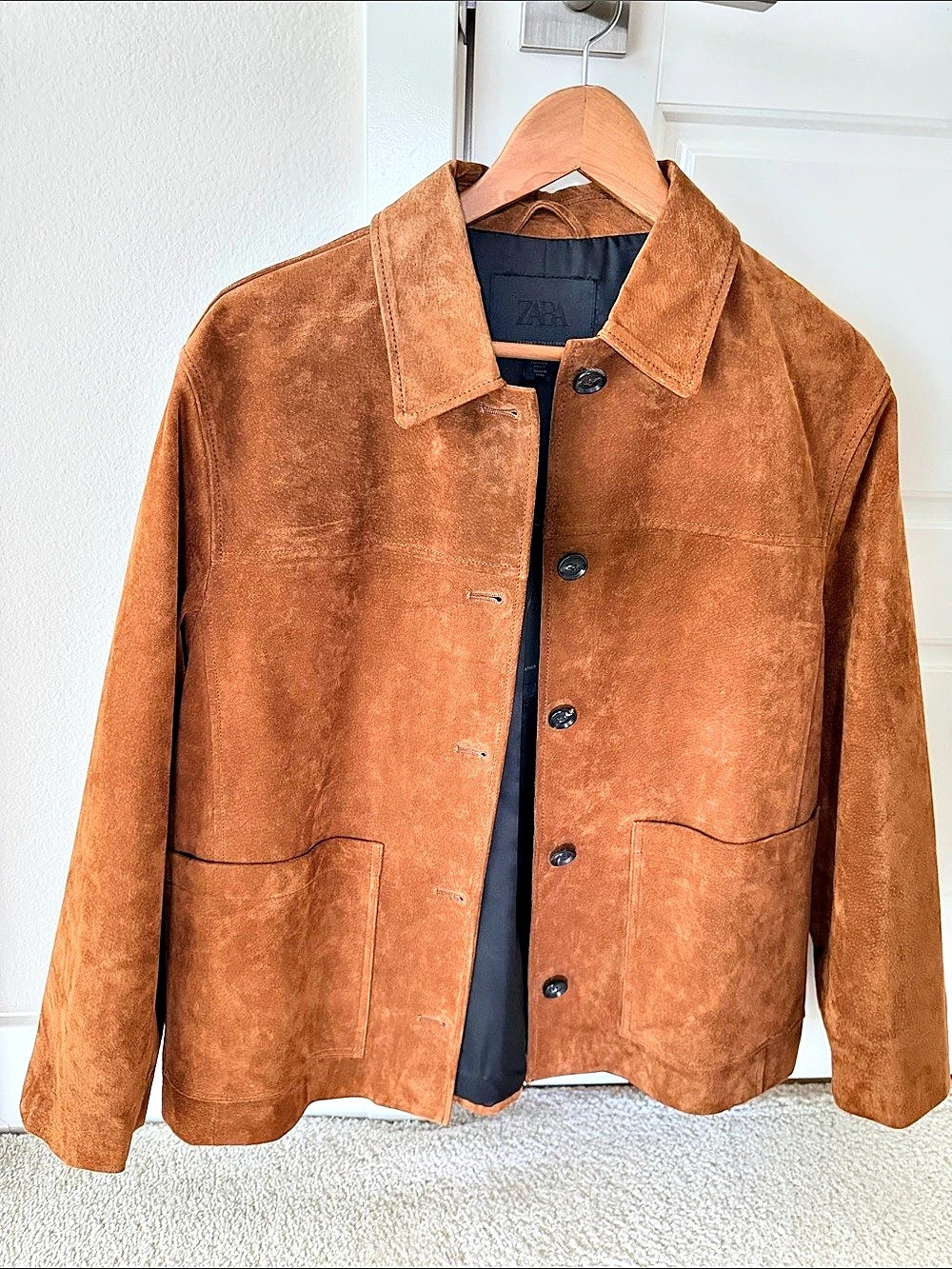 Women’s Zara Suede Leather Collection Leather Jacket in Brown Medium NWT - Picture 7 of 7